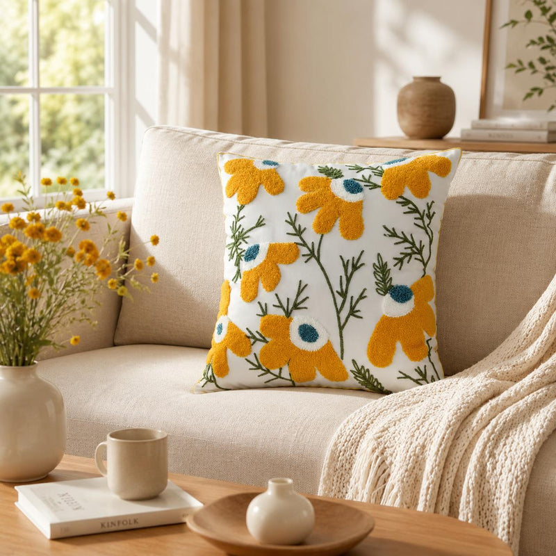 Boho Woven Cushion Cover with Tassels, 45 × 45 cm