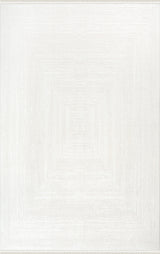 Kargamış ivory textured rug with nested rectangles