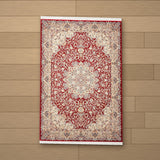 Manisa rug laid flat on a wooden floor