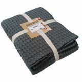 Grey Checked Cotton Throw, 180 × 250 cm