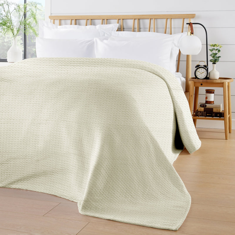 Natural Checked Cotton Throw, 180 × 250 cm
