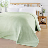Sage Green Checked Cotton Throw, 180 × 250 cm