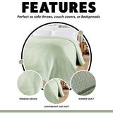 Sage Green Checked Cotton Throw, 180 × 250 cm