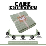 Sage Green Checked Cotton Throw, 180 × 250 cm