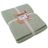 Sage Green Checked Cotton Throw, 180 × 250 cm
